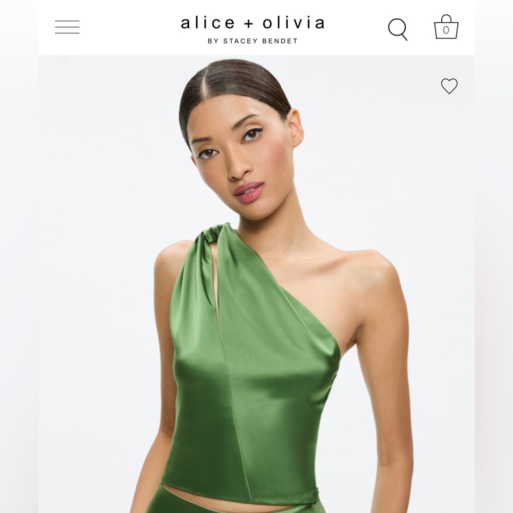 ALICE + OLIVIA PIERA ONE SHOULDER TWIST TOP